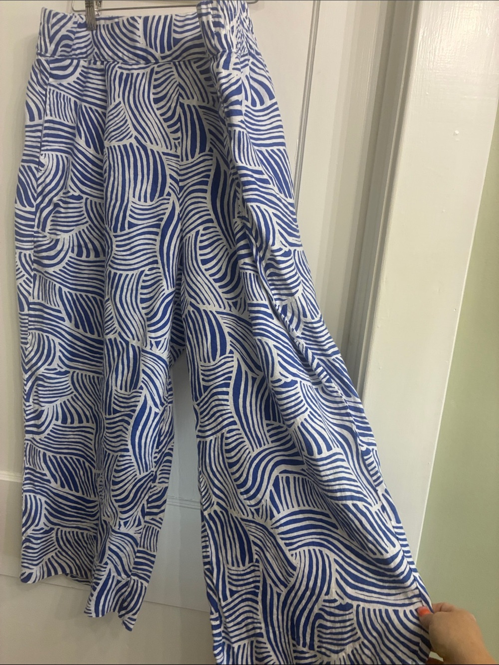 LOFT Blue and White Wide Leg Pants